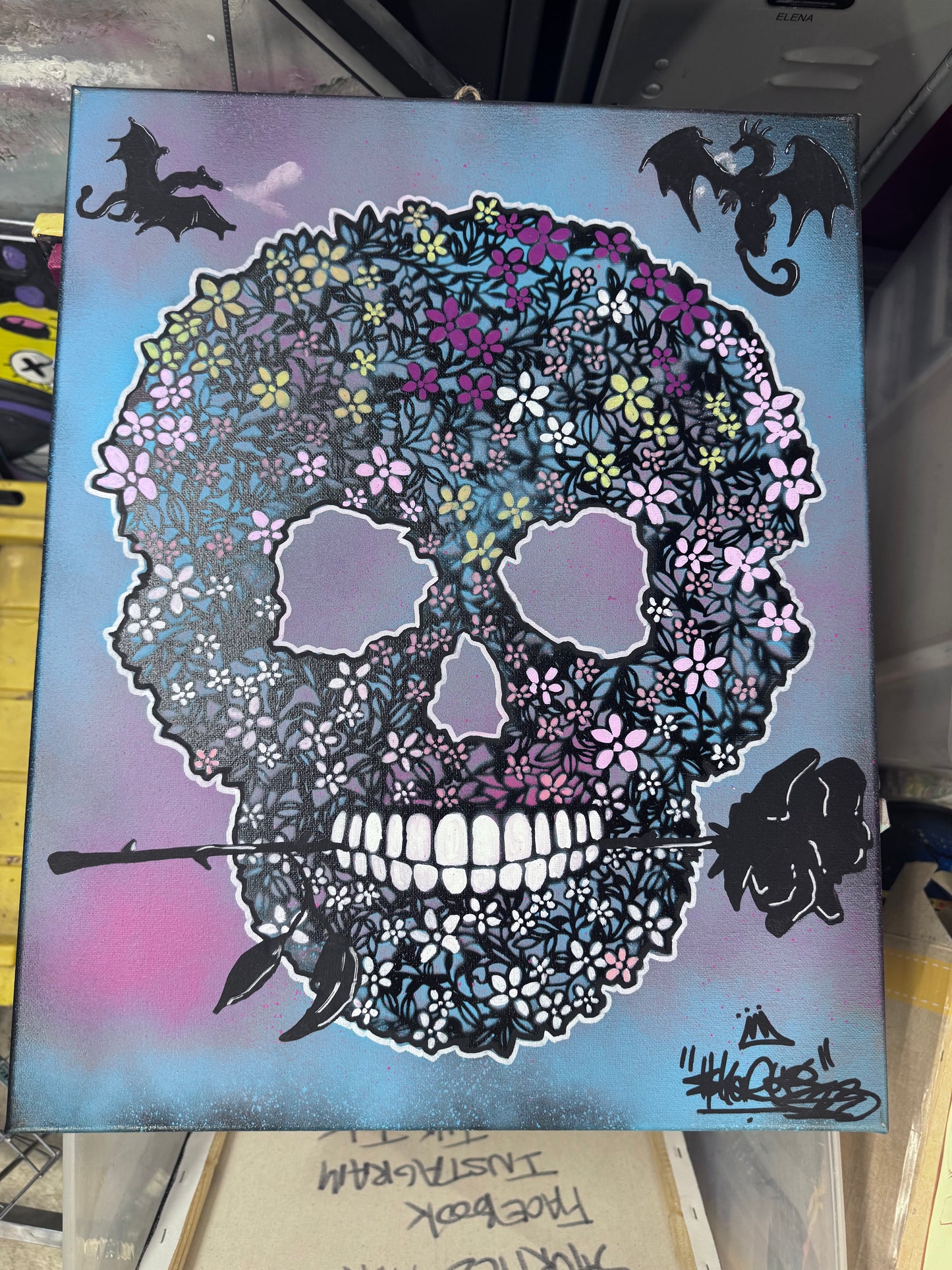 Skull candy flowers 16 x 20