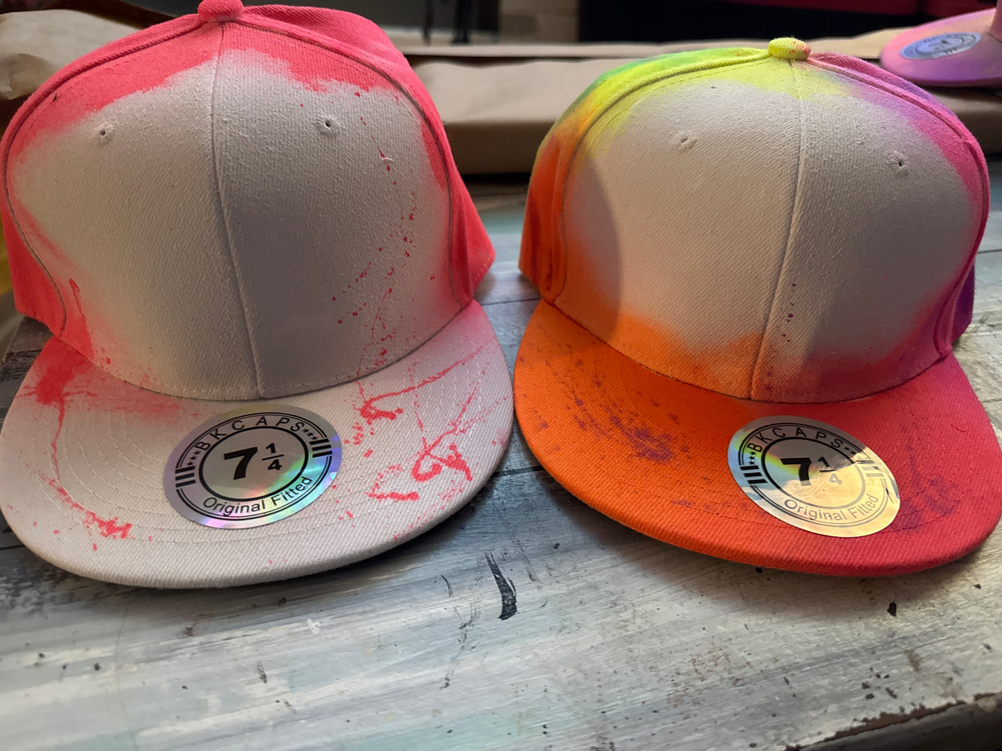 # tie dye custom name 7 1/4 white front