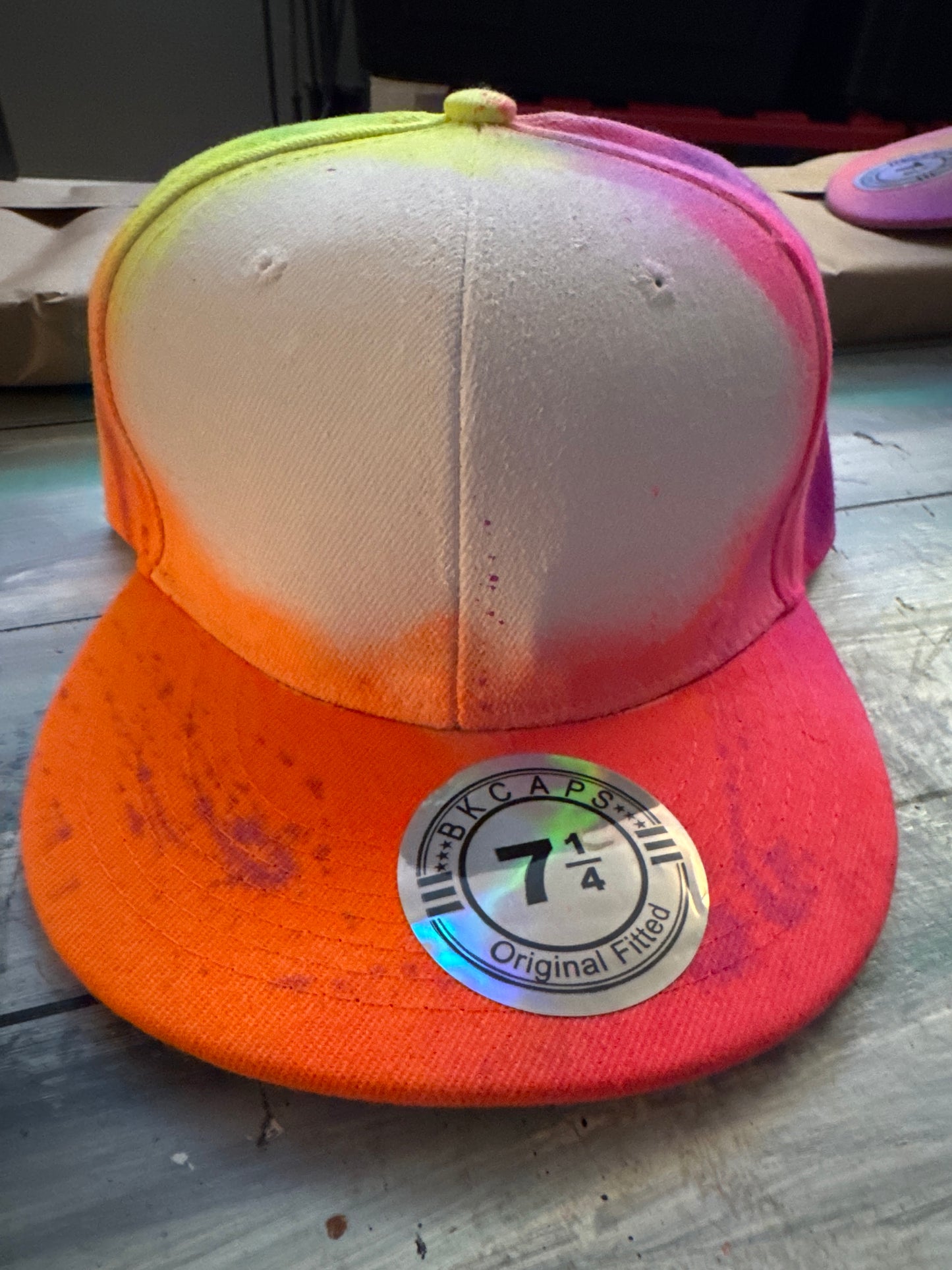 # tie dye custom name 7 1/4 white front